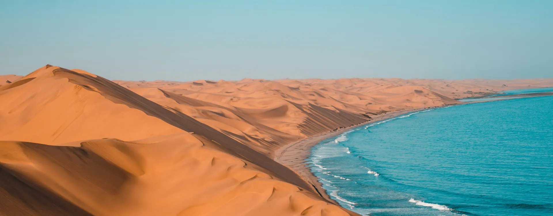 Dunes meet the ocean on Skeleton Coast Namibia