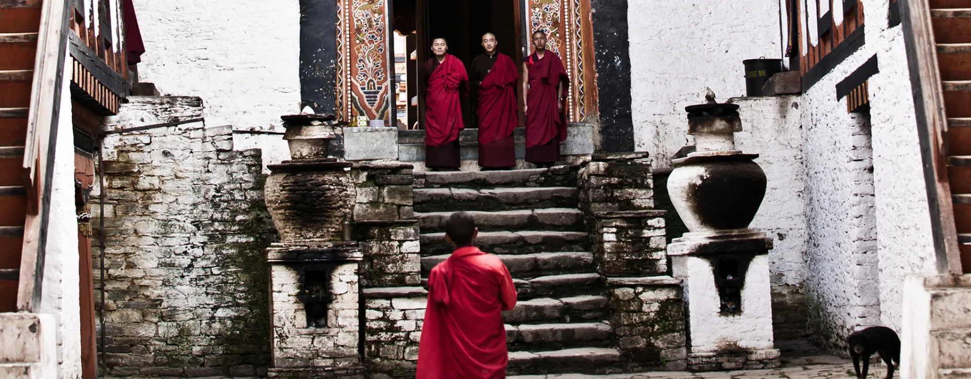 Monks at the monastery in Bhutan