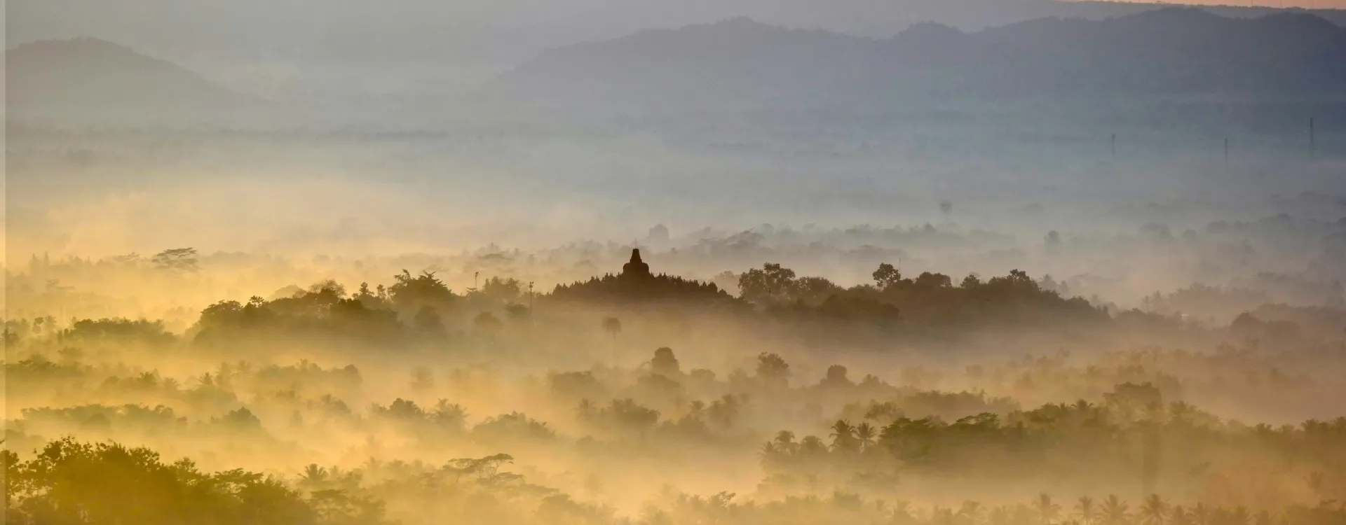 misty morning over java landscape