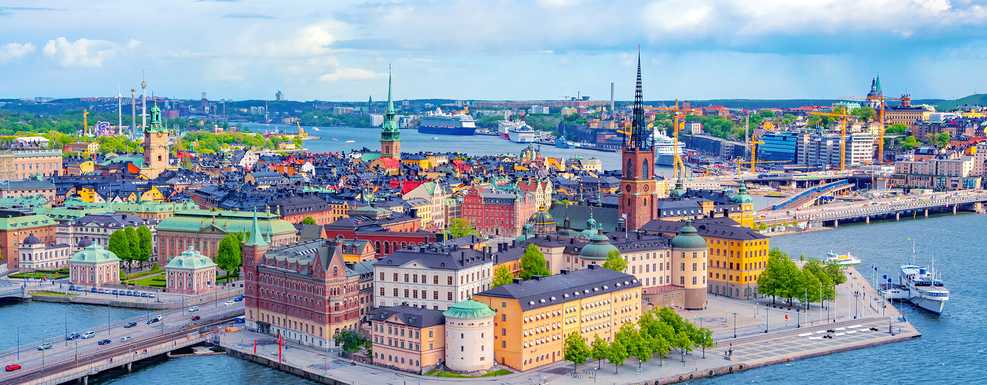 Stockholm Old Town (Gamla Stan) aerial panorama from City Hall, Sweden