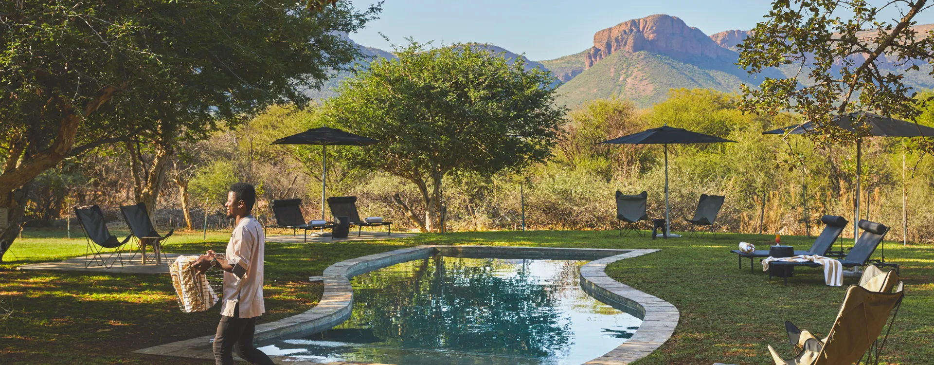Pool at Marataba Safari Lodge overlooking beautiful landscapes