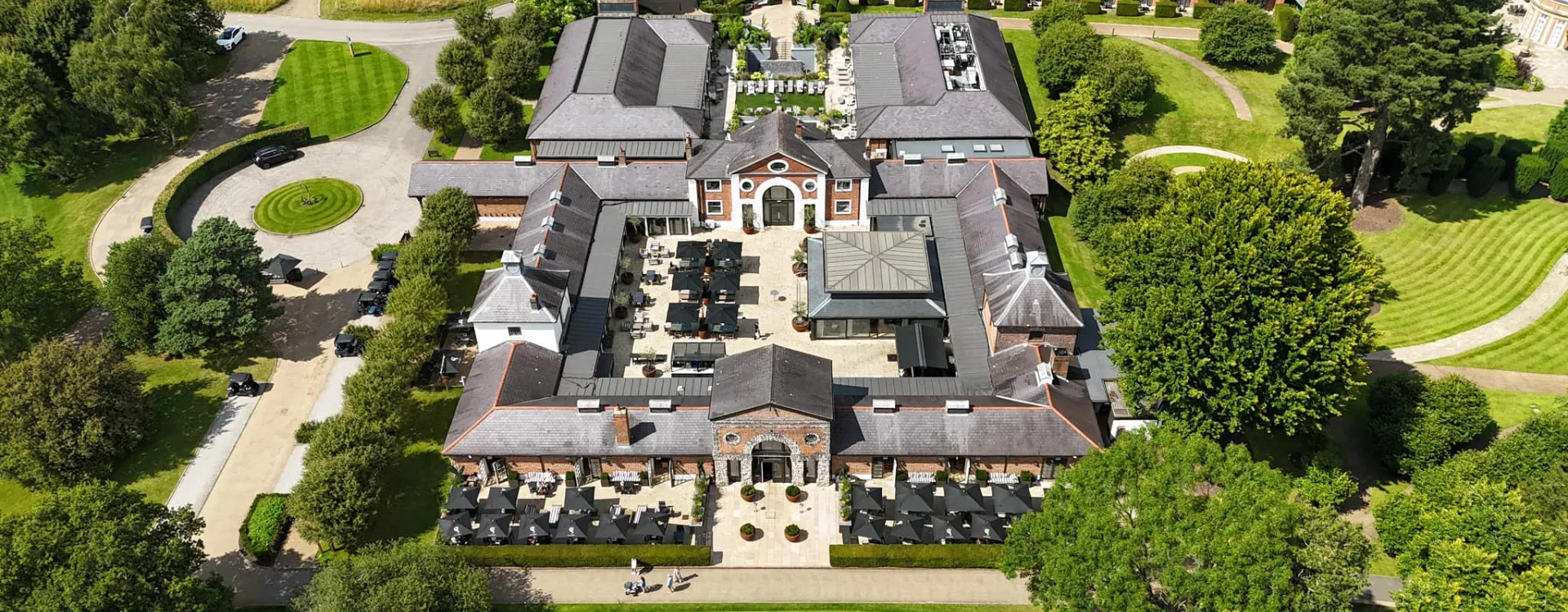 aerial image of luxury hotel the grove uk